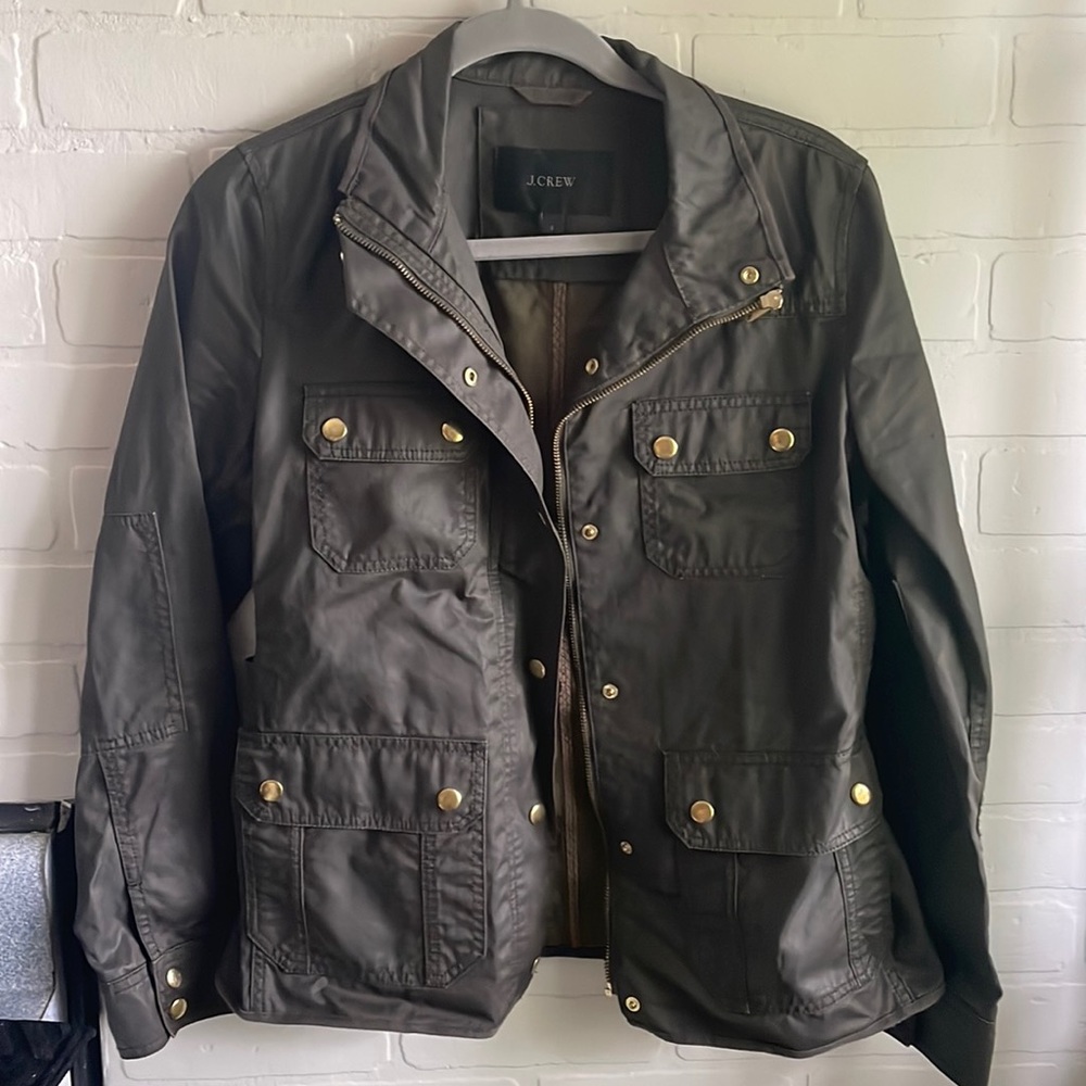 J Crew Green-Brown Utility Jacket: Small
